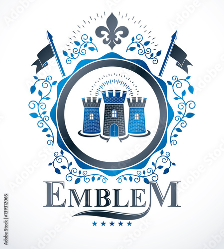 Vintage heraldry design template, vector emblem.
