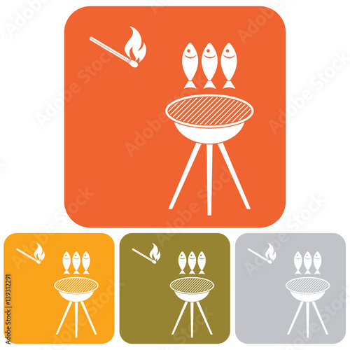 Grilled fish icon. Vector illustration