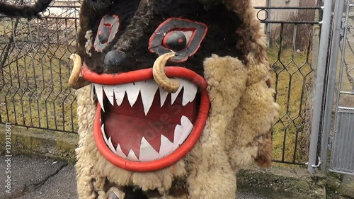 Kukeri Bulgarian mummers' masks on Surva celebration old tradition left from pagan times in Bulgaria