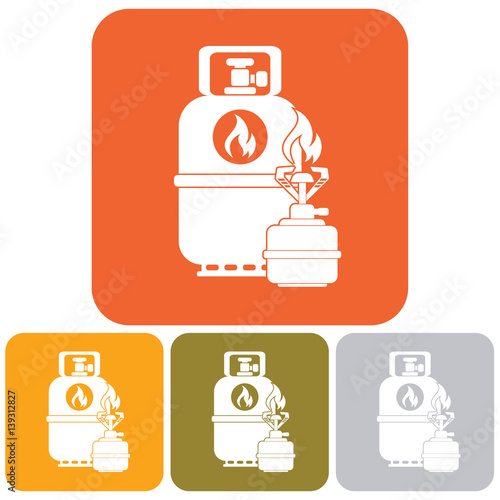 Camping stove with gas bottle icon