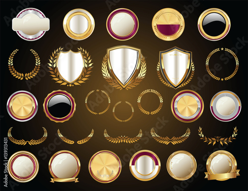 Empty gold and silver labels collection 