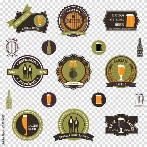 Retro beer emblems set - icons,labels, posters, signs, banners