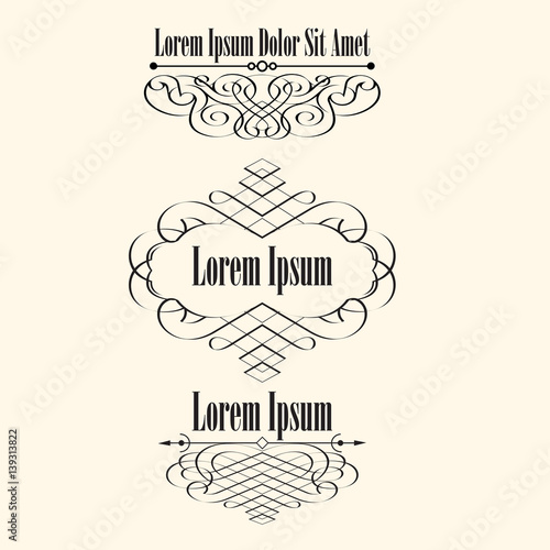 Set of calligraphic borders frames with space for text