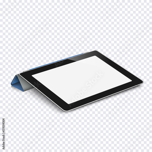 Tablet with blank screen isolated on transparent background
