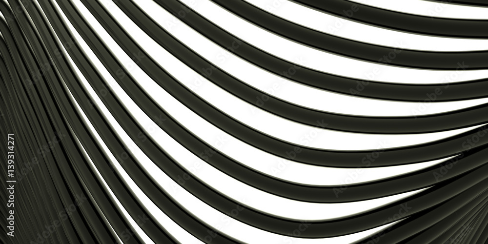 Naklejka premium Abstract background with black curve lines, 3 d render