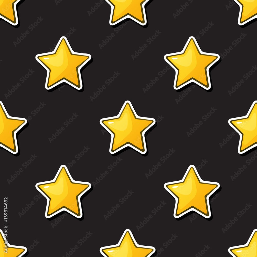 Vector illustration. Seamless pattern. Golden stars on black background. Decoration for gift paper, prints for clothes, textiles, wallpapers Vector illustration. Seamless pattern. Golden stars on black background. Decoration for gift paper, prints for clothes, textiles, wallpapers
