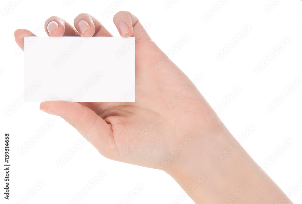 hand holding blank business card with clipping paths hand holding blank business card with clipping paths