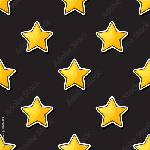 Vector illustration. Seamless pattern. Golden stars on black  background. Decoration for gift paper  prints for clothes  textiles  wallpapers