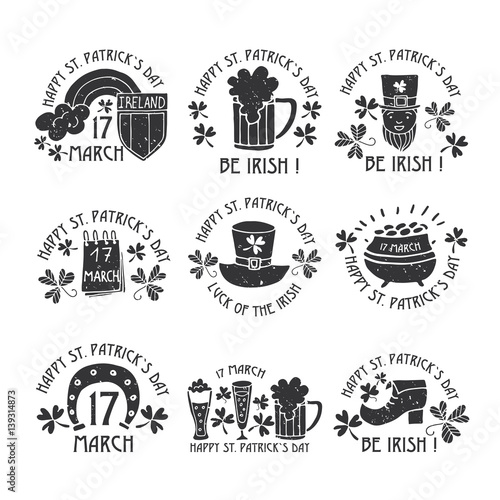 St.Patrick s Day. Vector logos. hand drawing