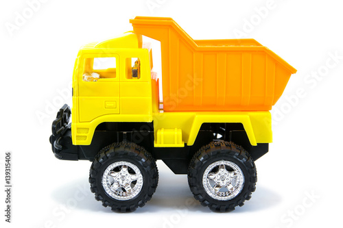 yellow pickup truck toy.Truck toy isolated