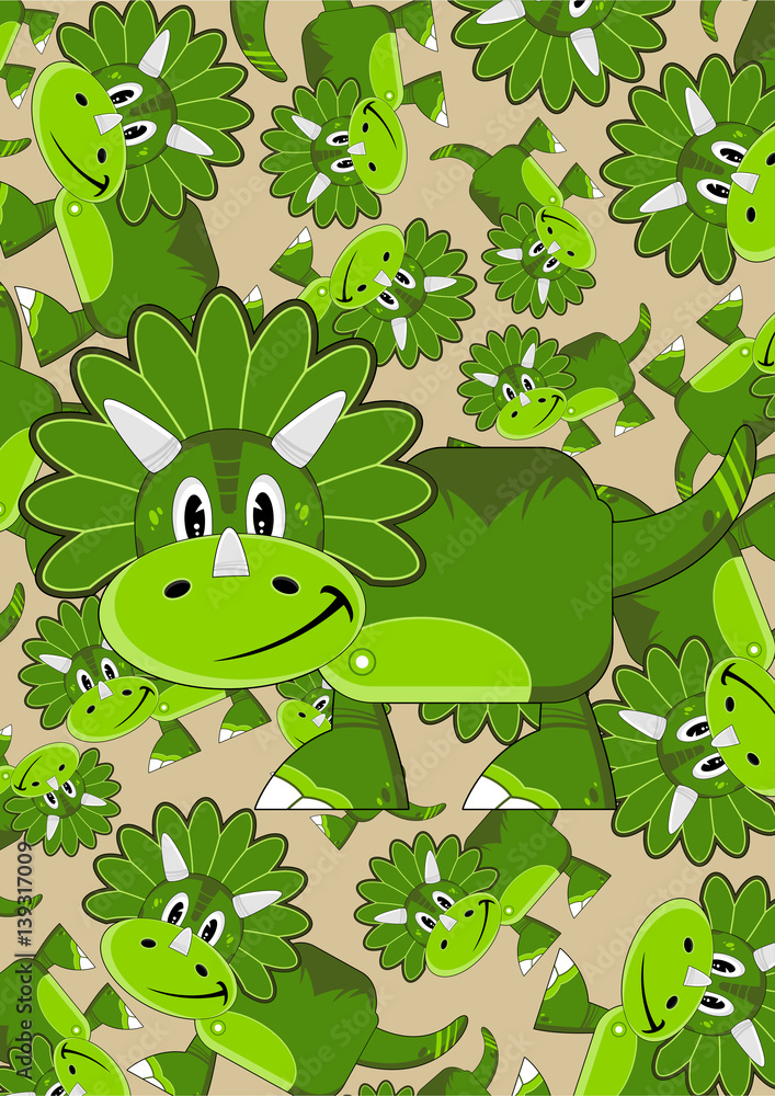 Fototapeta premium Cute Cartoon Triceratops Dinosaur