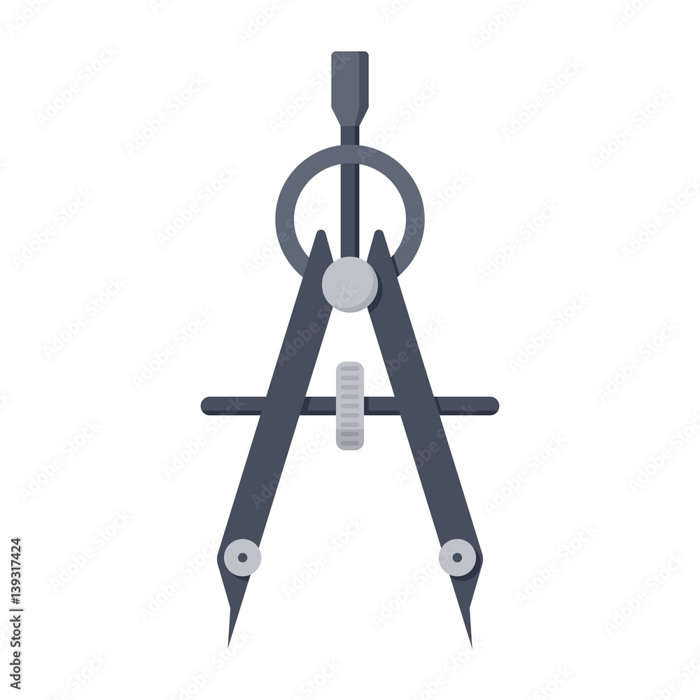 Compass drawing tool icon in flat style