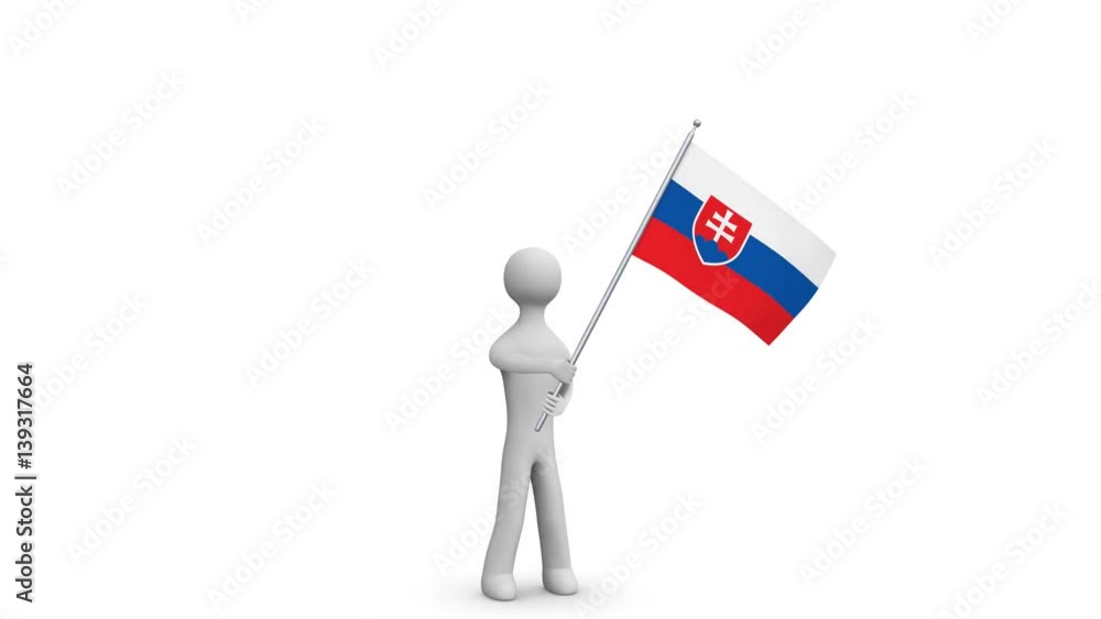 Slovakia waving flag. 3d Man holding and waving Slovak flag on transparent background. Loop. Alpha channel. Slovakia waving flag. 3d Man holding and waving Slovak flag on transparent background. Loop. Alpha channel.