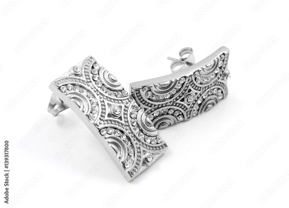 Silver earrings with crystals Silver earrings with crystals
