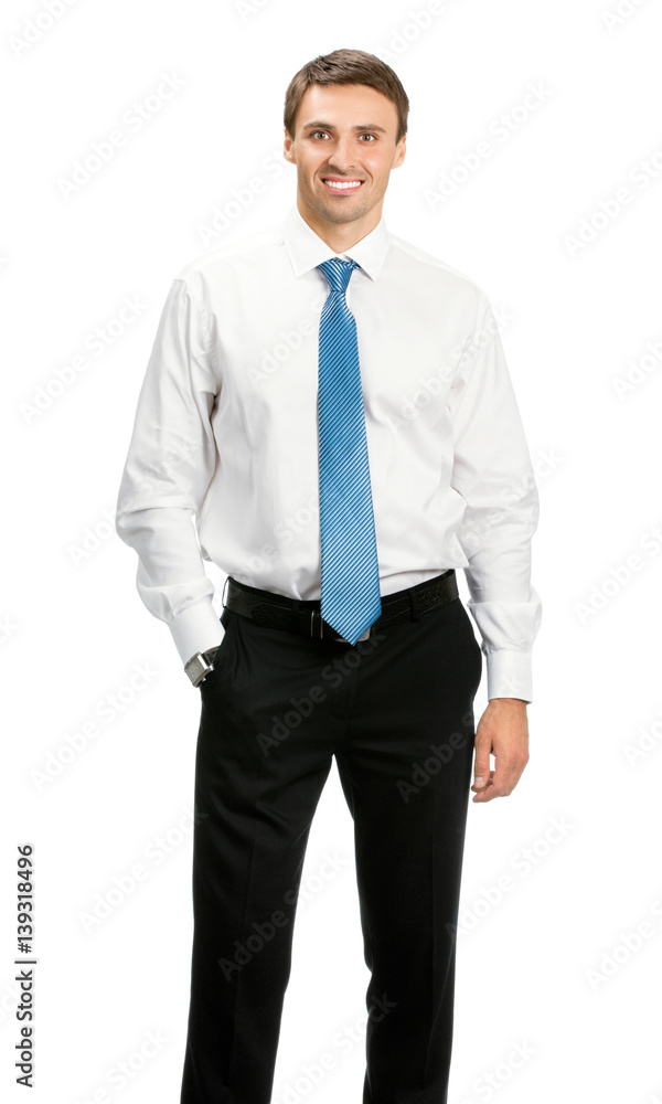 smiling young businessman, isolated smiling young businessman, isolated