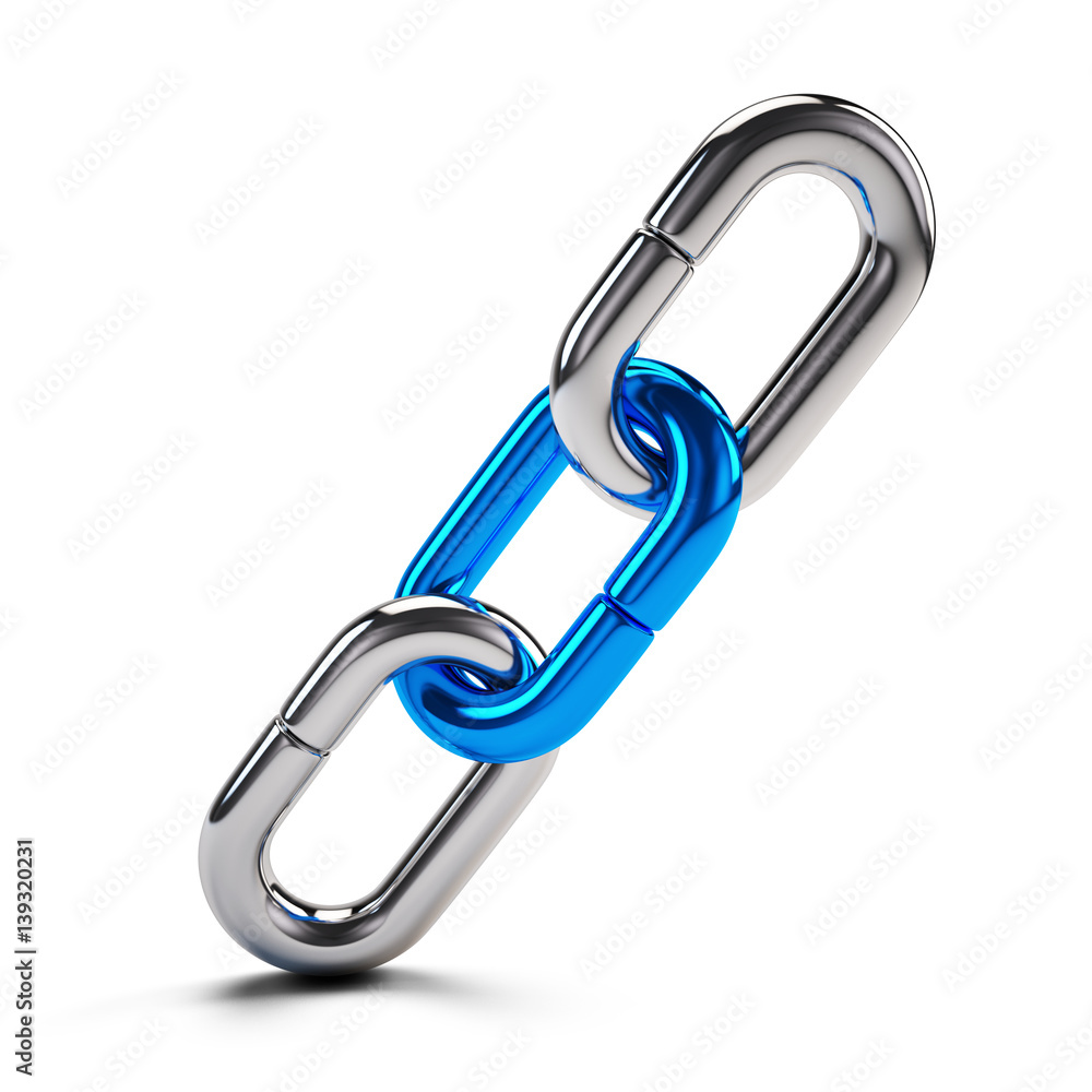 Lock, connection concept - Chain Link icon isolated on white. 3d rendering Lock, connection concept - Chain Link icon isolated on white. 3d rendering