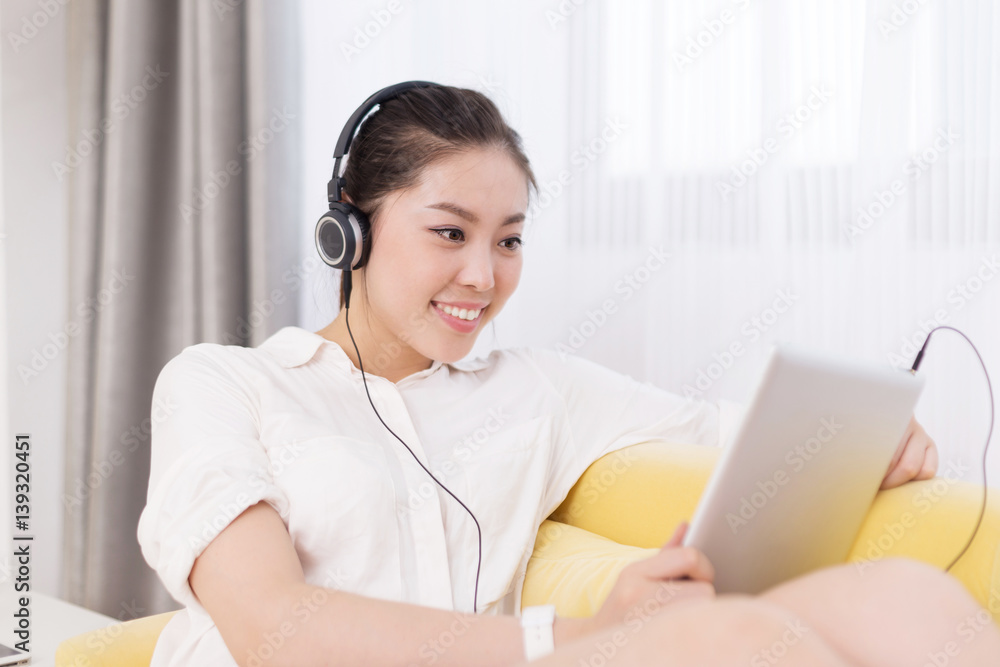 young pretty woman relaxes in room young pretty woman relaxes in room
