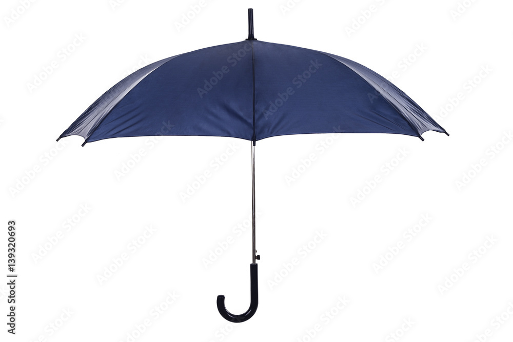 Realistic open blue umbrella isolated on white background 