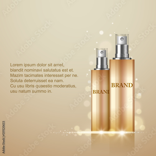 Perfume Spray Bottles on abstract background, vector illustration, cosmetics design