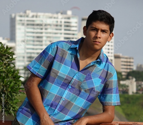 Hispanic Teen Boy Urban Area photo