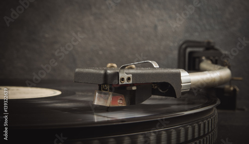 Vinyl on the record player.