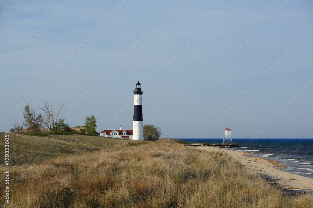 Big Sable Point Lighthouse in dunes, built in 1867
