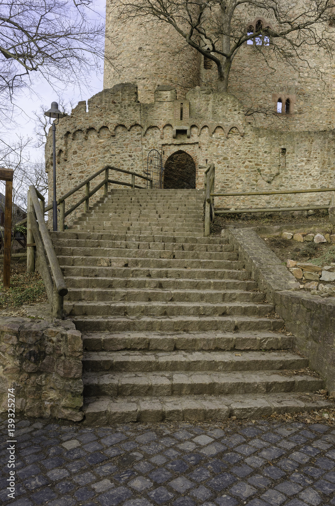 Stone stairs to an old castle