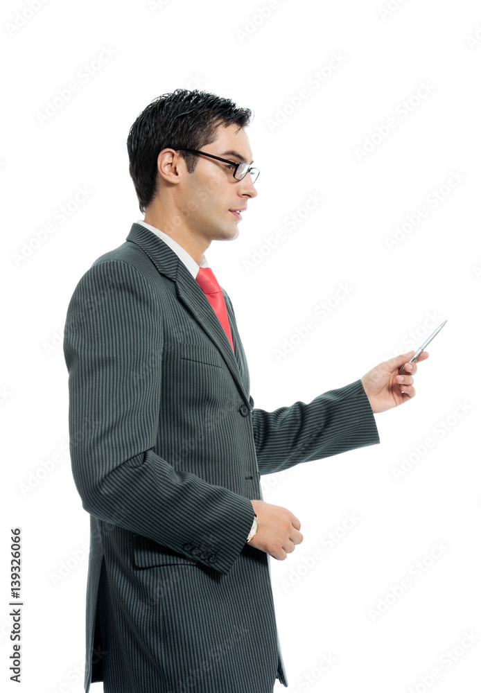 businessman showing something or copyspase businessman showing something or copyspase