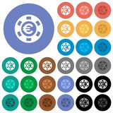 Euro casino chip round flat multi colored icons