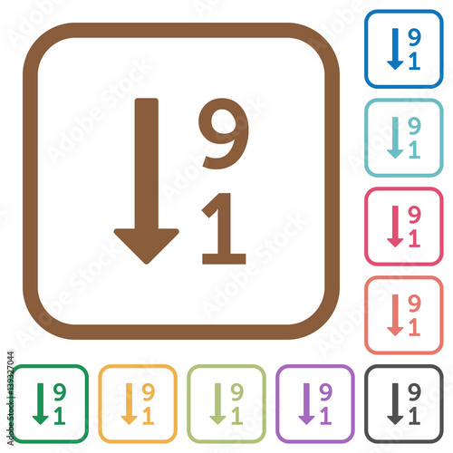 Descending numbered list simple icons