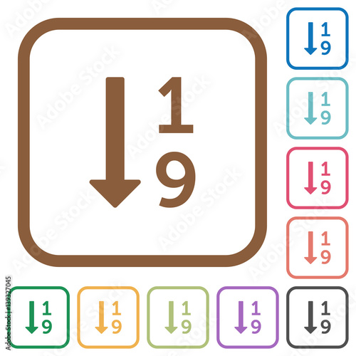 Ascending numbered list simple icons