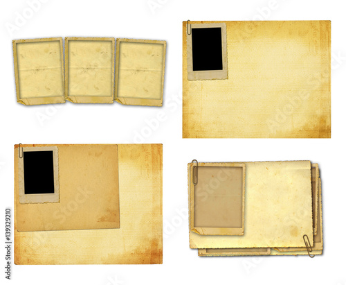 Old vintage paper with grunge frames for photos photo