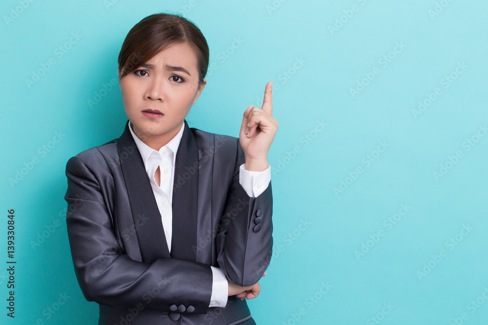 Serious woman on isolated background Serious woman on isolated background