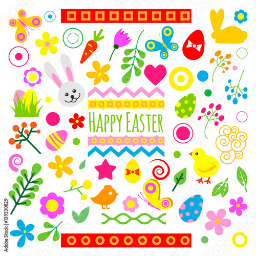 Easter holiday icons vector illustration