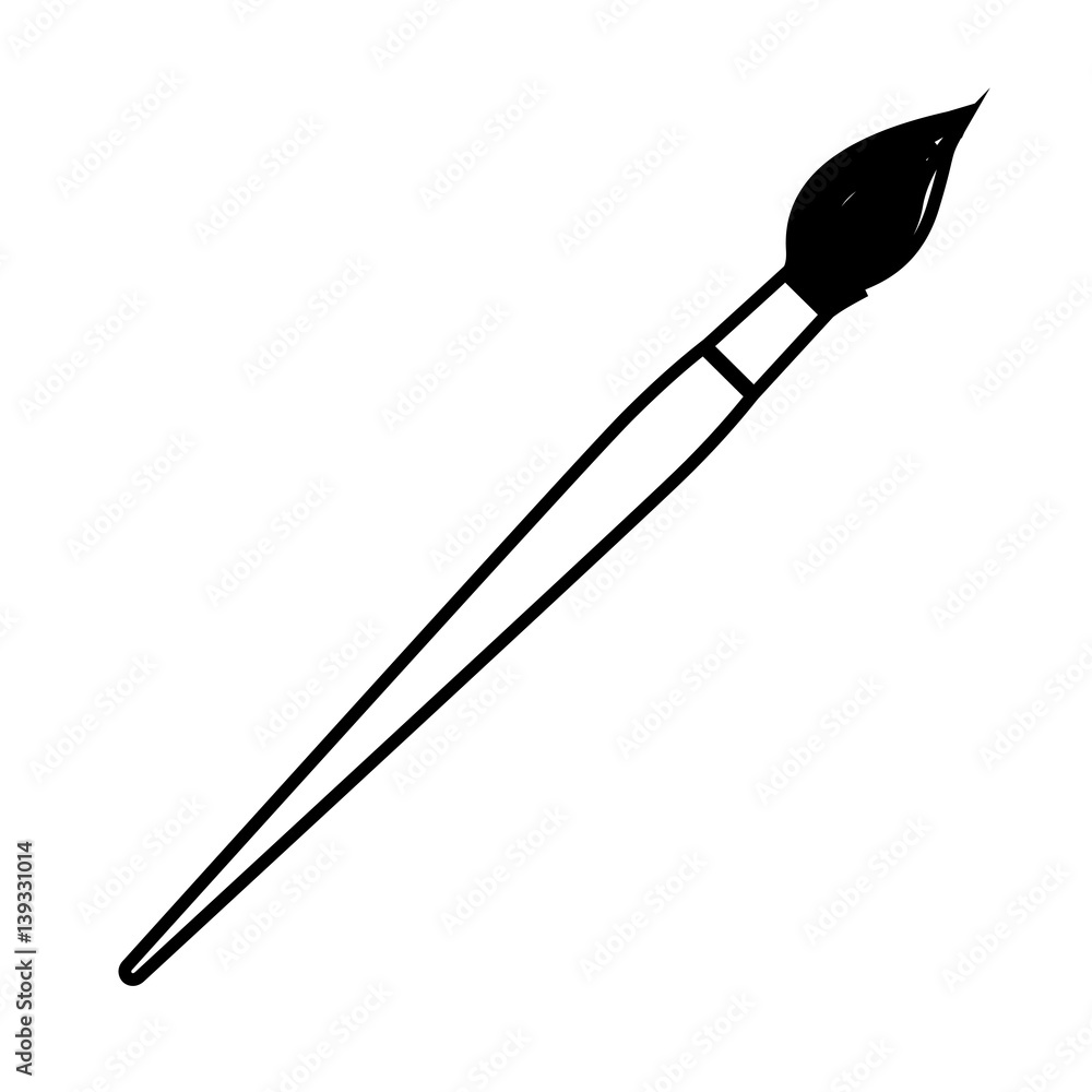 white contour paint brush icon, vector illustraction design image white contour paint brush icon, vector illustraction design image