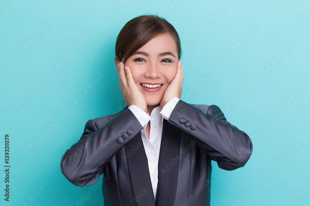 Happy businesswoman on isolated background Happy businesswoman on isolated background