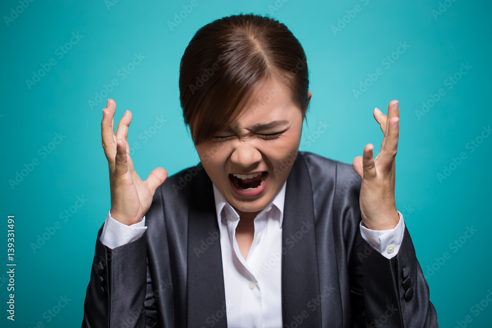 Angry woman screaming out Angry woman screaming out