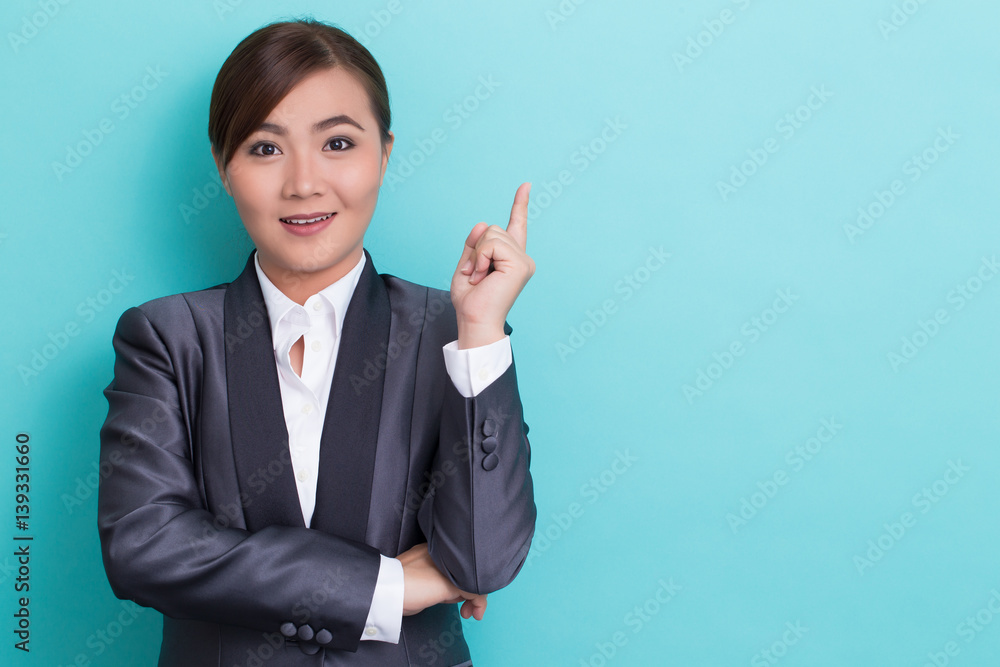 Businesswoman has positive thinking on isolated background Businesswoman has positive thinking on isolated background