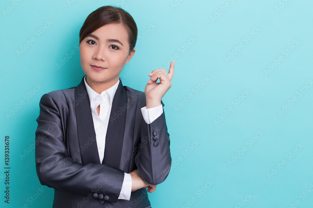 Businesswoman has positive thinking on isolated background Businesswoman has positive thinking on isolated background