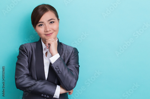 Businesswoman has positive thinking on isolated background