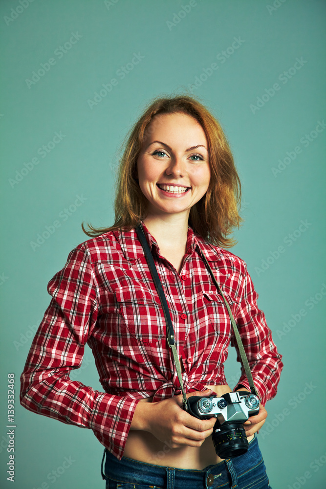 girl with photo camera girl with photo camera