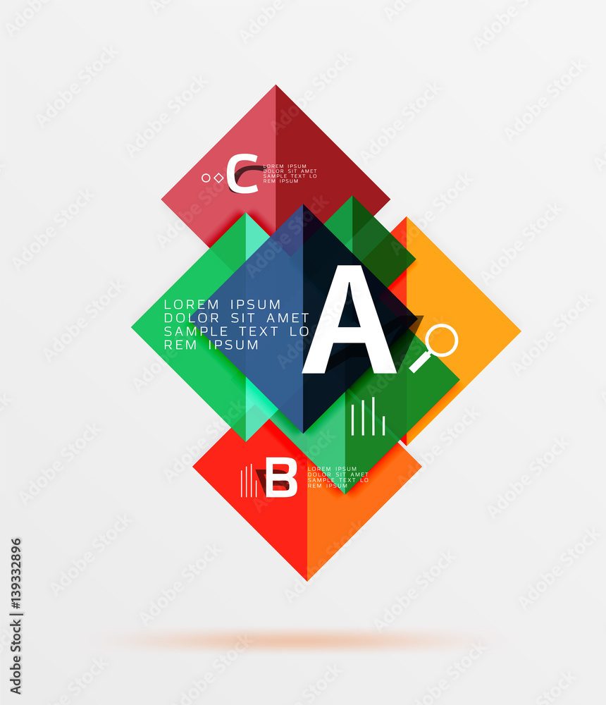 Overlapping square infographics Overlapping square infographics