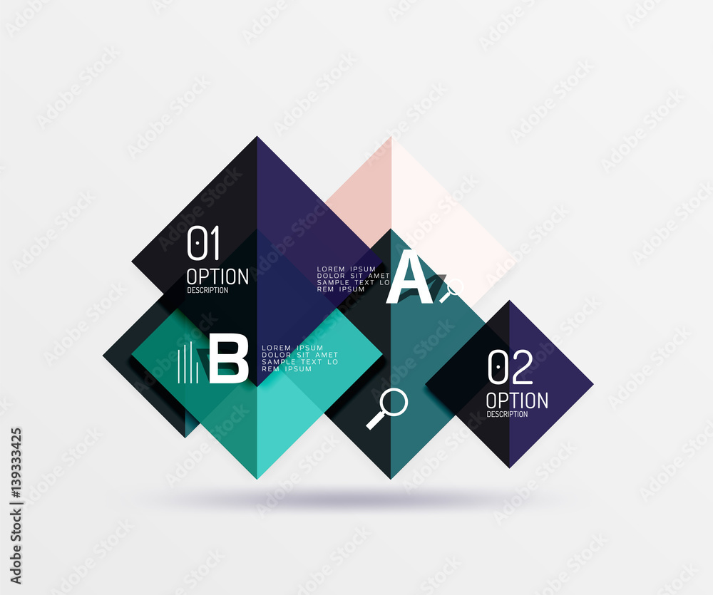 Glossy squares with text, abstract geometric design concept Glossy squares with text, abstract geometric design concept
