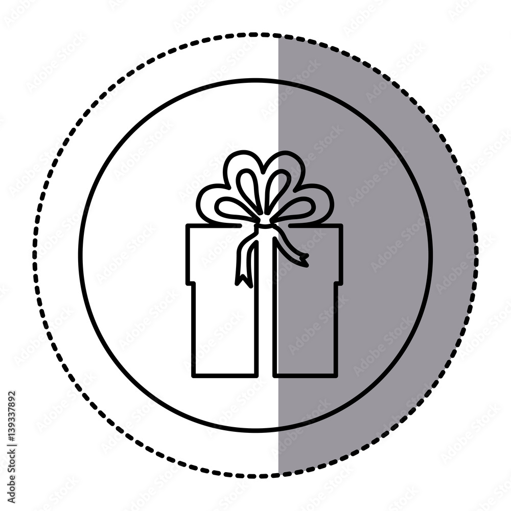 contour emblem sticker box with bow ribbon icon, vector illustraction design