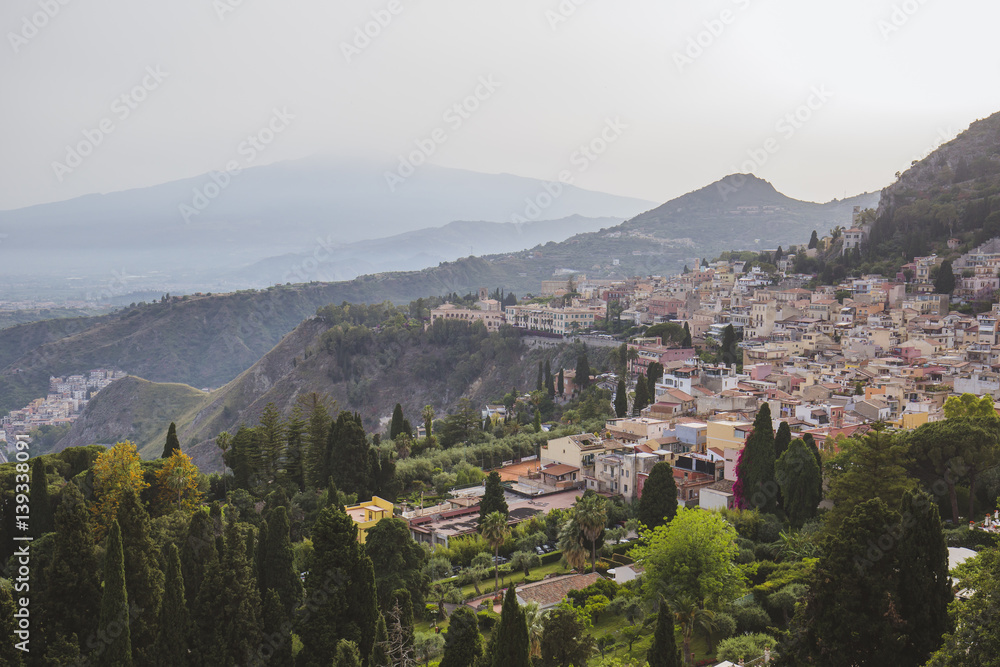 View over Taormina and Etna, Sicily