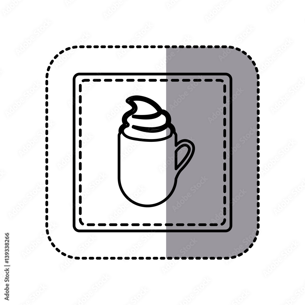 white emblem cuppa coffee with cream icon, vector illustraction design white emblem cuppa coffee with cream icon, vector illustraction design