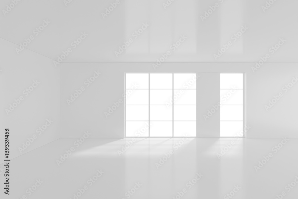 White empty interior with window. 3d rendering White empty interior with window. 3d rendering