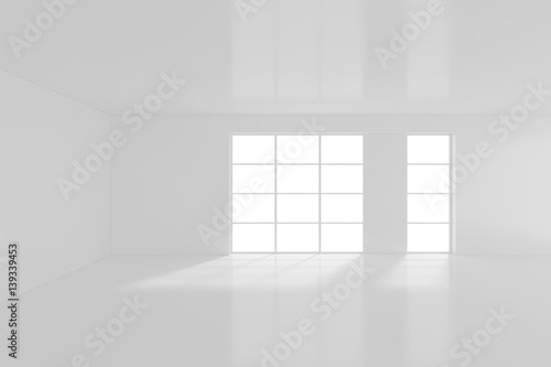 White empty interior with window. 3d rendering