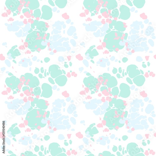 Seamless pattern with colored spots. Ebru art.