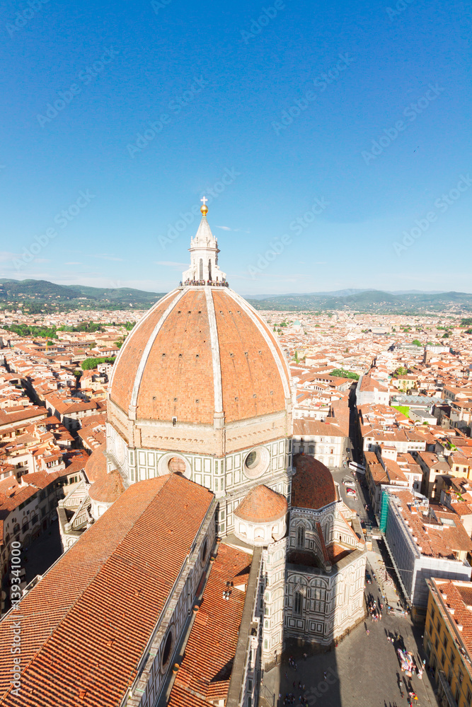 citiscape of old historical town with cathedral church Santa Maria del Fiore, Florence, Italy